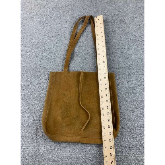 Madewell The Elsewhere Tie Tote Bag Women Brown Luxe Suede Zip Pocket Straps - Picture 5 of 8